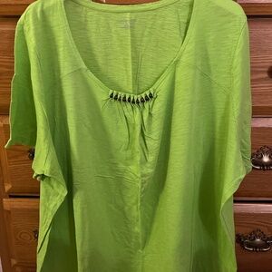 Beautiful Bright Green Detailed Neck TShirt